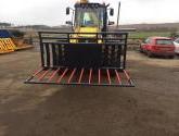 8ft wide Muck Fork with filled in middle, top greedy board and road safe bar